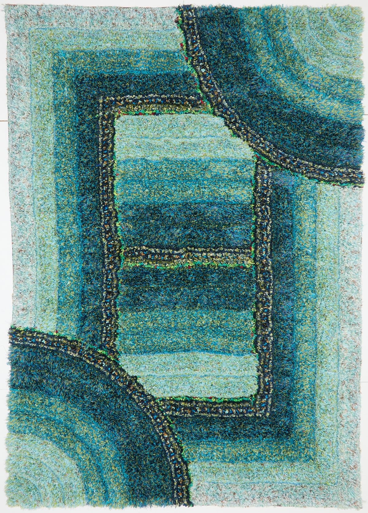 Shaggy-Teppich für Wohnzimmer, Schlafzimmer, Esszimmer, weicher Plüsch, flauschig, seidig, für den Boden, Gittermuster, 3D-Shaggy-Teppich in großer Größe, 160 x 230 cm (5'3" x 7'7")