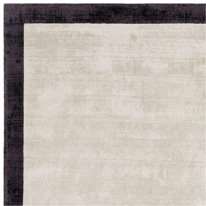 Blade Border Plain Viskose-Teppich – handgewebt, im Used-Look, hochglänzend, seidig weich, luxuriös