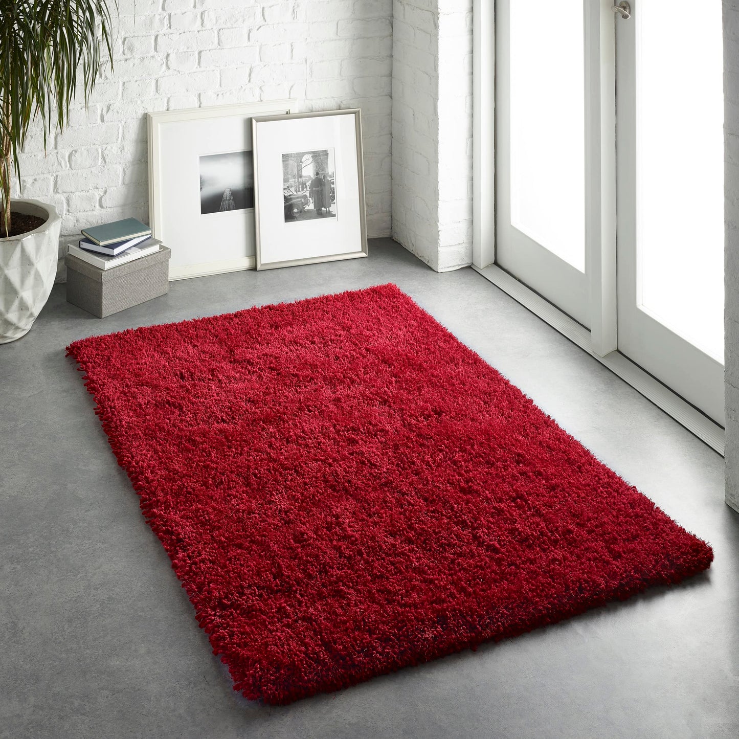 Hochfloriger Flurteppich für Schlafzimmer, Wohnzimmer, Nachttisch, flauschig, hochwertig, luxuriös, handgetuftet, seidig, einfarbig, weich, dicker Flor, fusselfrei, 67 x 200 cm (2'3" x 6'7")