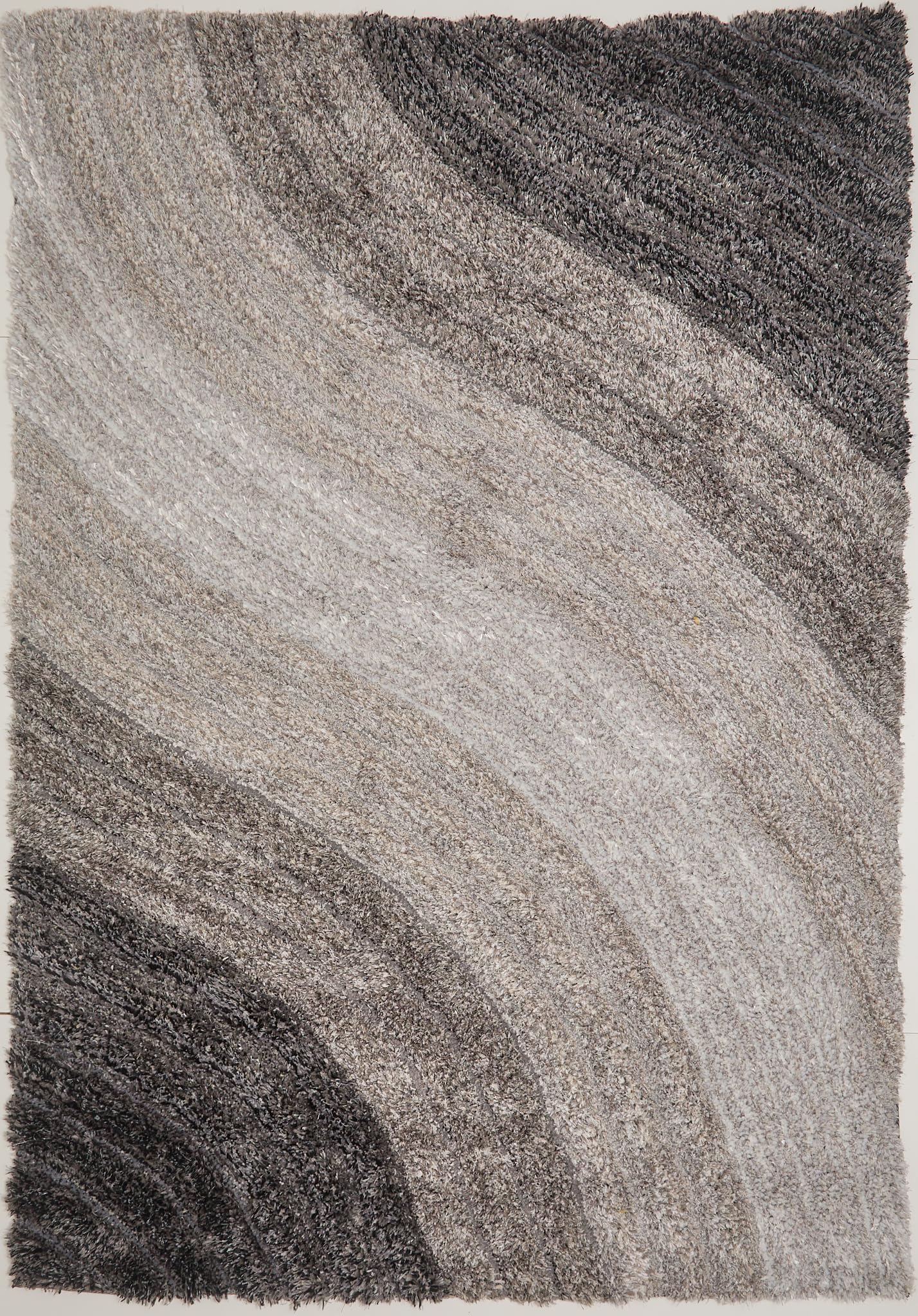 Shaggy-Teppich für Wohnzimmer, Schlafzimmer, Esszimmer, weicher Plüsch, flauschig, seidig, für den Bodenbereich, Lena, Wellenmuster, 3D-Shaggy-Teppich in großer Größe, 160 x 230 cm (5'3" x 7'7")