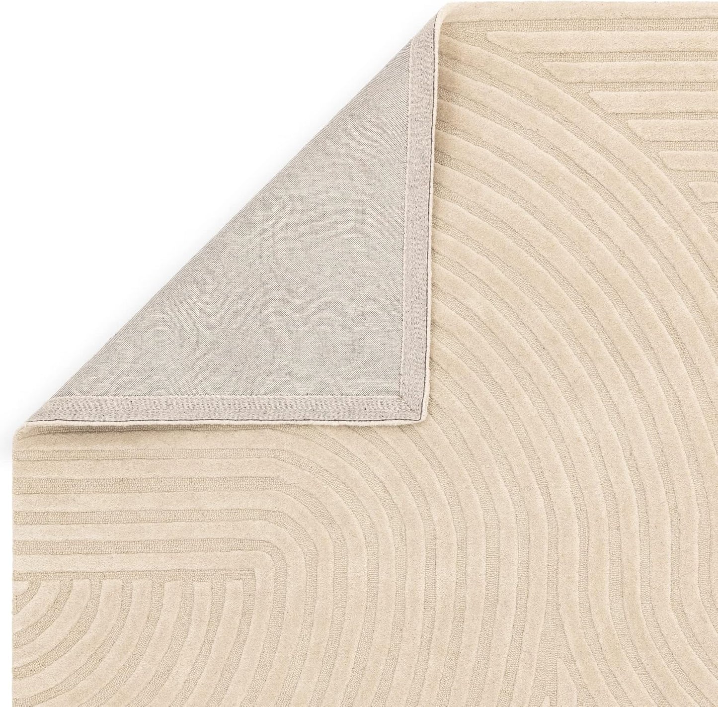 Hague Hand Made Wool Rug for Bedroom Dining Living Room Geometric Lines Tufted Modern Classic Soft Luxury Rug Sand