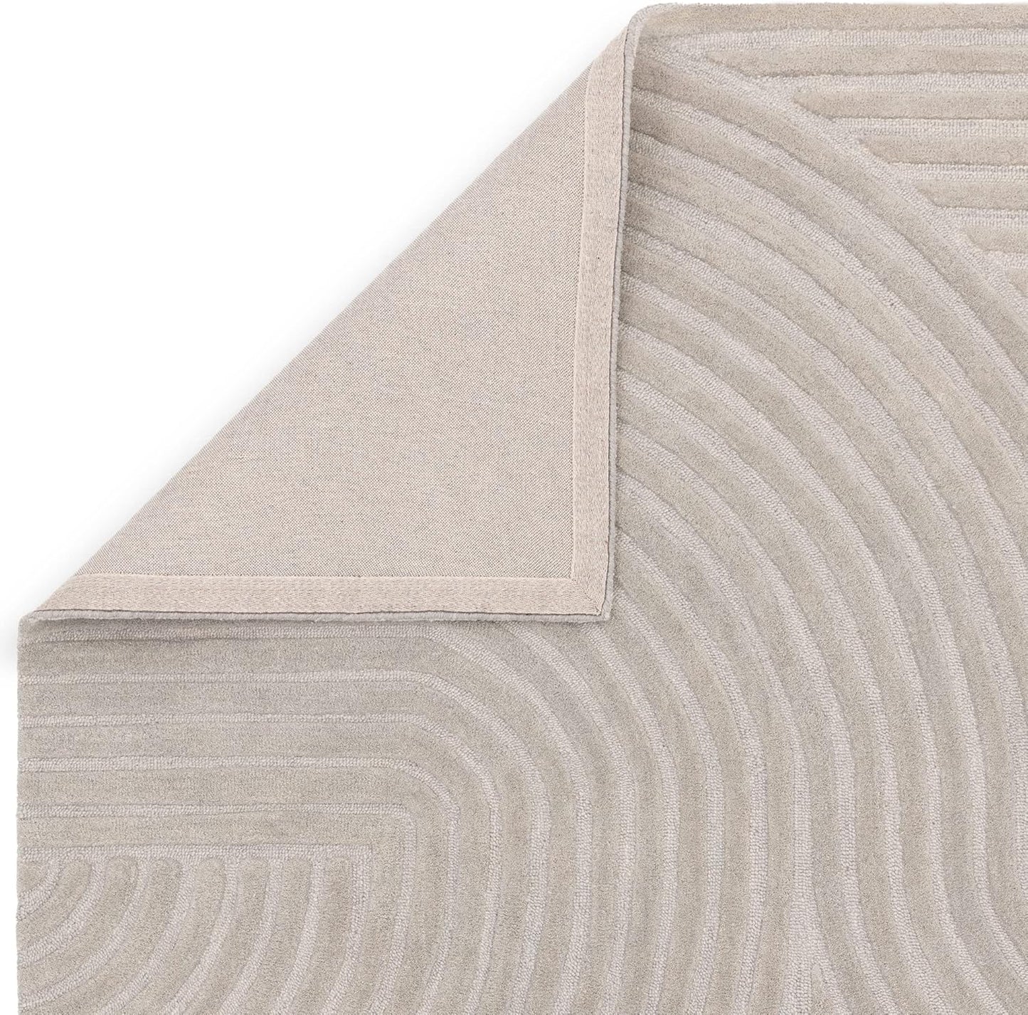 Hague Hand Made Wool Rug for Bedroom Dining Living Room Geometric Lines Tufted Modern Classic Soft Luxury Rug Silver