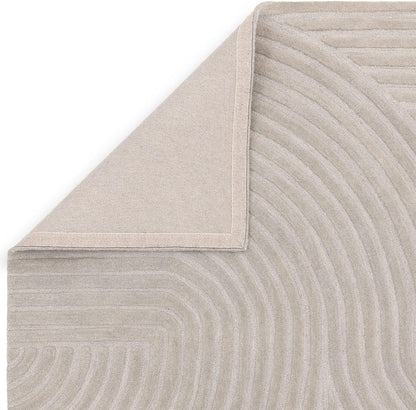 Hague Hand Made Wool Rug for Bedroom Dining Living Room Geometric Lines Tufted Modern Classic Soft Luxury Rug Silver