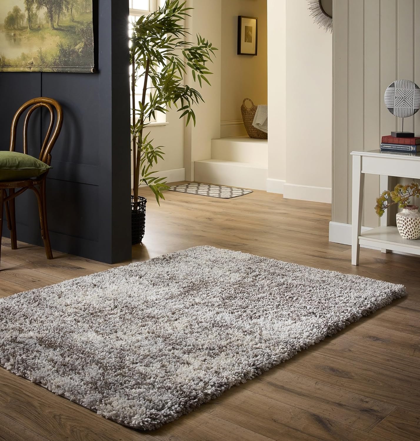 Hadley Beige Grey Mix Shaggy Rug – Ultra Soft High Pile Carpet