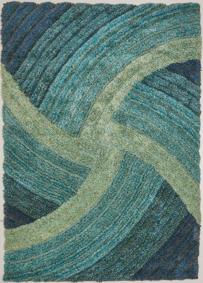 Hochflorteppich für Wohnzimmer, Schlafzimmer, Esszimmer, weicher Plüsch, flauschig, seidig, Stella-Wirbelmuster, 3D-Hochflorteppich in großer Größe, 160 x 230 cm (5'3" x 7'7")