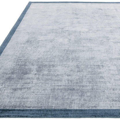 Blade Border Plain Viskose-Teppich – handgewebt, im Used-Look, hochglänzend, seidig weich, luxuriös