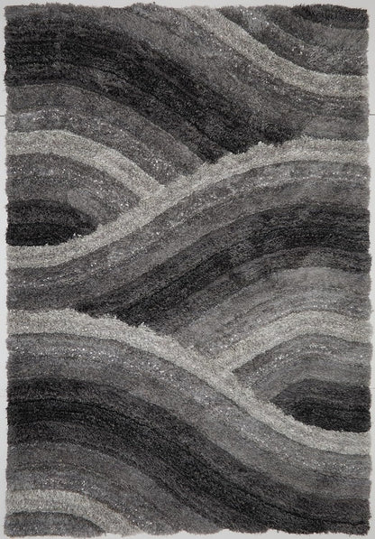 Wave 3D Shaggy Teppich – Anthrazit – 160x230 cm Weicher Plüsch Hochflor Teppich