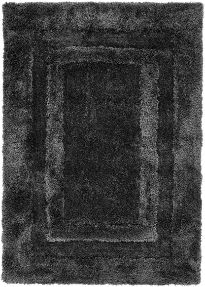 Frame Carved Border Shaggy Rug - Fluffy High-Pile Soft Carpet for Living Room & Bedroom