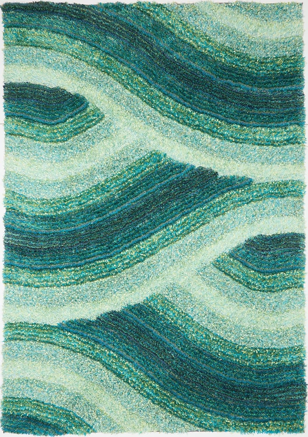 Wave 3D Shaggy Teppich – Blau – 160x230 cm Weicher Plüsch Hochflor Teppich