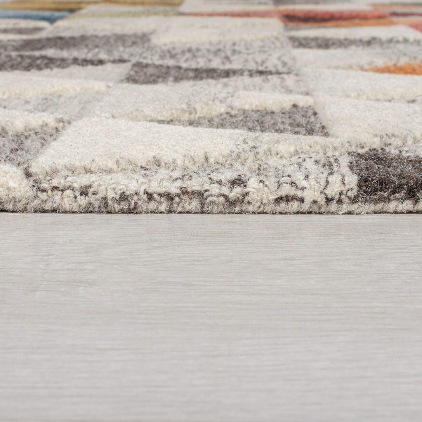 Moda Amari Geometrics Quality Soft 100% Wool Rug and Hallway Runner in Natural Multi