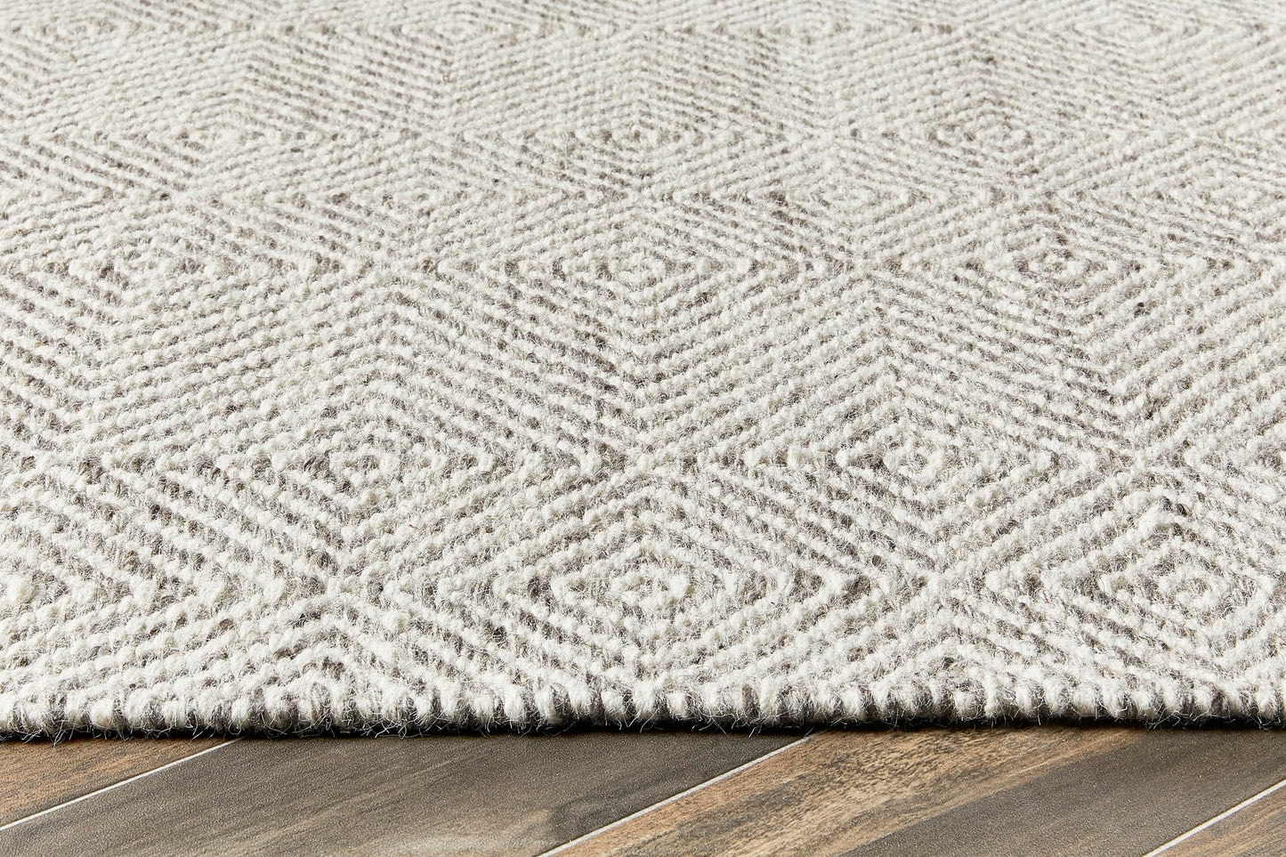 Flatweave Hand Woven Wool Rug for Living Room Dining Room Bedroom Kitchen Geometric Diamond Pattern Home Decor Area Rug
