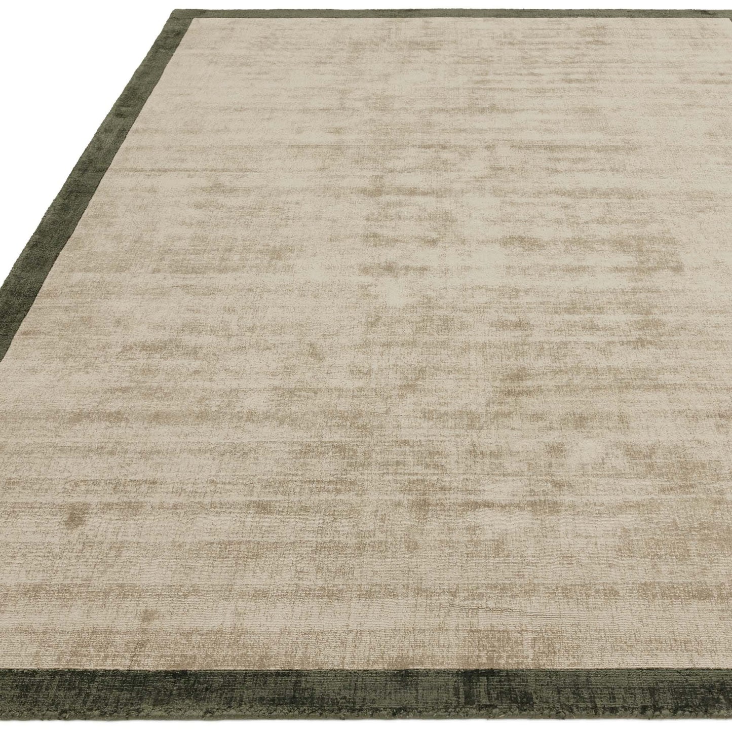 Blade Border Plain Viskose-Teppich – handgewebt, im Used-Look, hochglänzend, seidig weich, luxuriös
