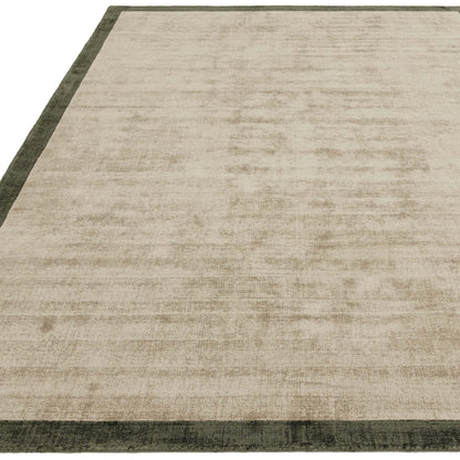 Blade Border Plain Viskose-Teppich – handgewebt, im Used-Look, hochglänzend, seidig weich, luxuriös