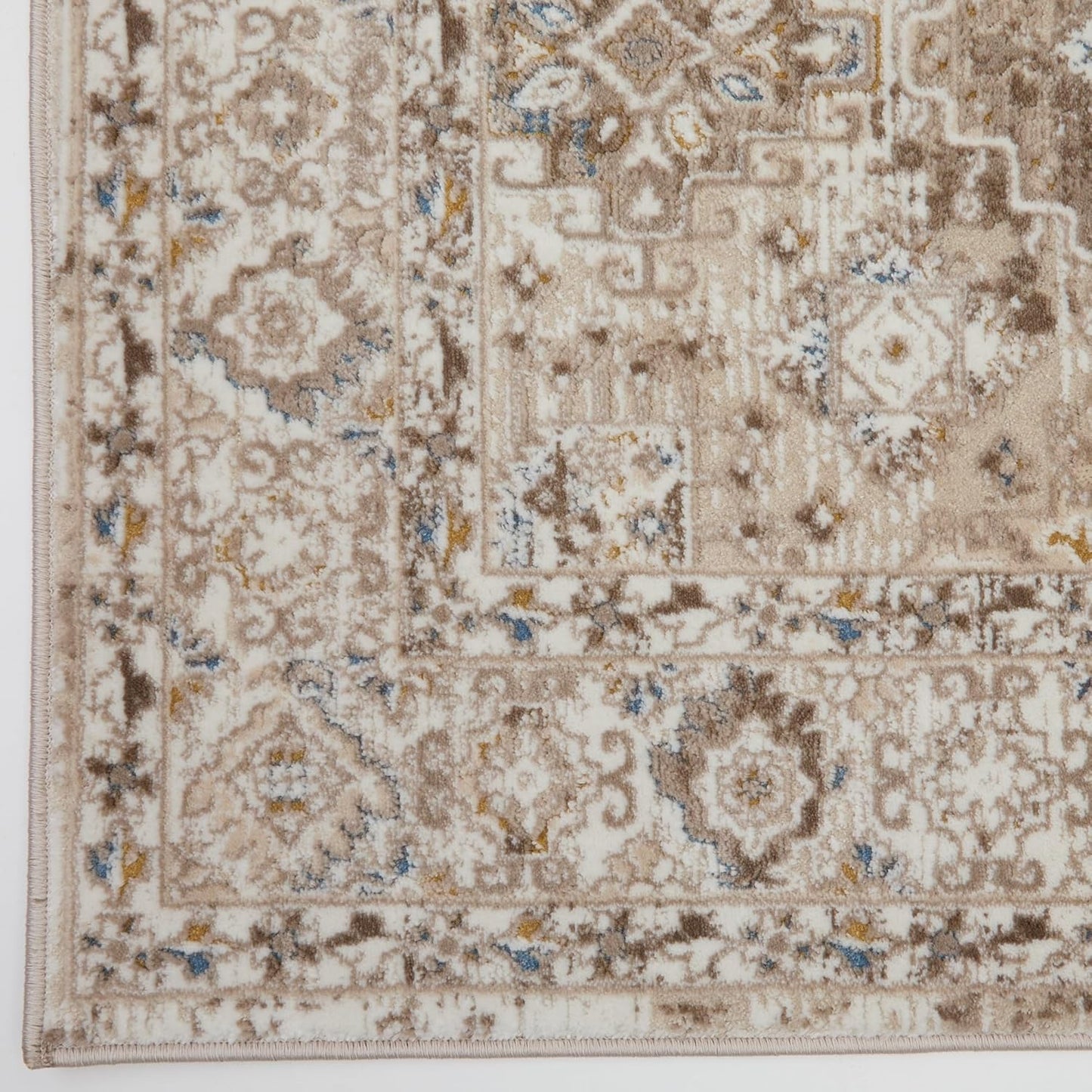Cremebeiger Läufer 550AC mit Bordüre – Traditioneller Vintage-Anti-Rutsch-Flurteppich (66 x 230 cm &amp; 80 x 300 cm)