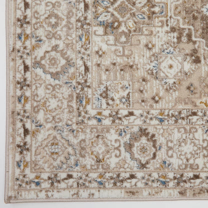 Cremebeiger Läufer 550AC mit Bordüre – Traditioneller Vintage-Anti-Rutsch-Flurteppich (66 x 230 cm &amp; 80 x 300 cm)