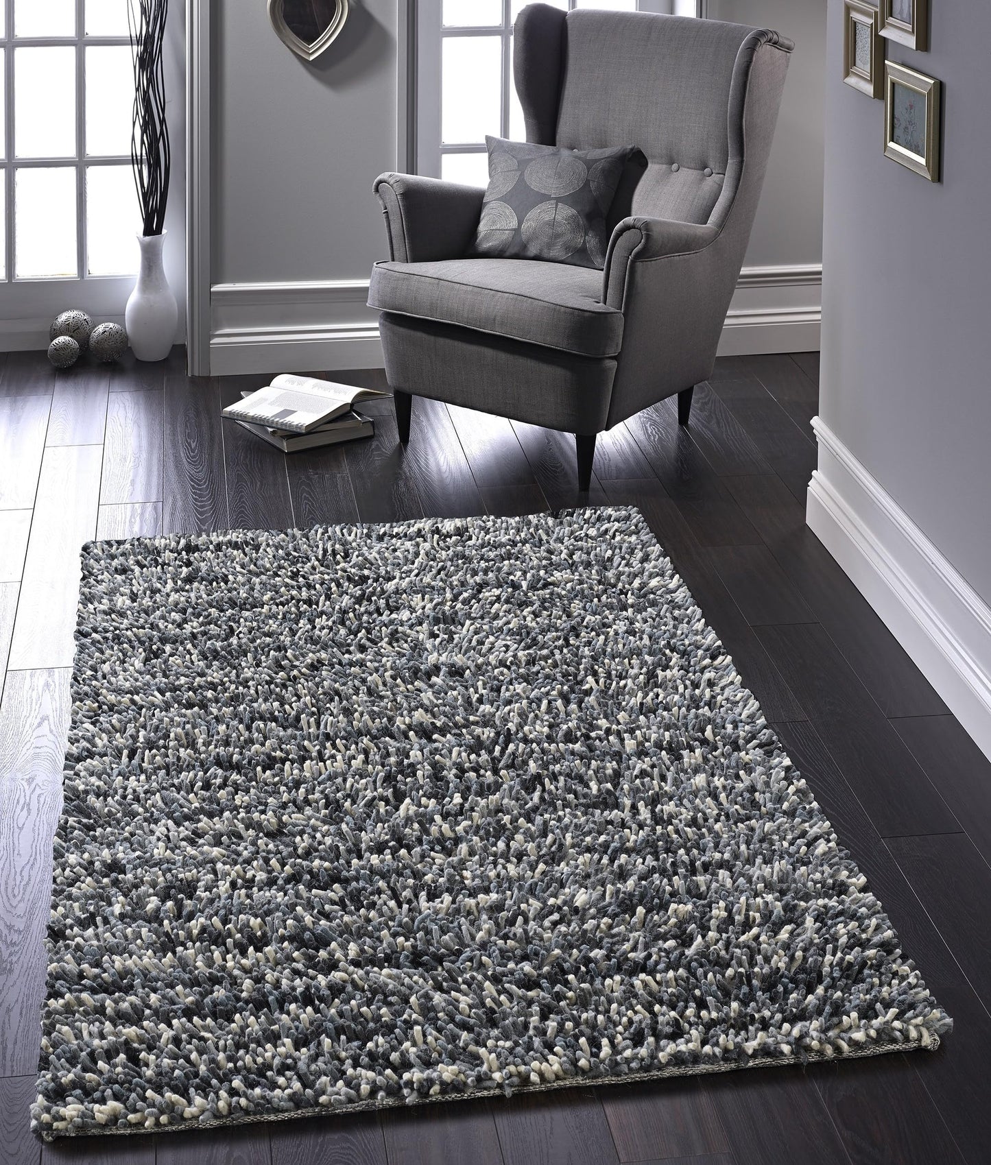 Origins Rocks Thick Tubular Pile Shaggy Rug Living Room Bedroom Hand Woven Soft Fluffy Luxurious Wool Area Rug