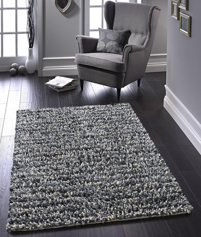 Origins Rocks Thick Tubular Pile Shaggy Rug Living Room Bedroom Hand Woven Soft Fluffy Luxurious Wool Area Rug