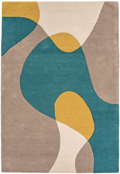 Matrix Arc Rug for Living Room Bedroom Soft Wool Hand Tufted Carpet Retro Geometric Multi Rug