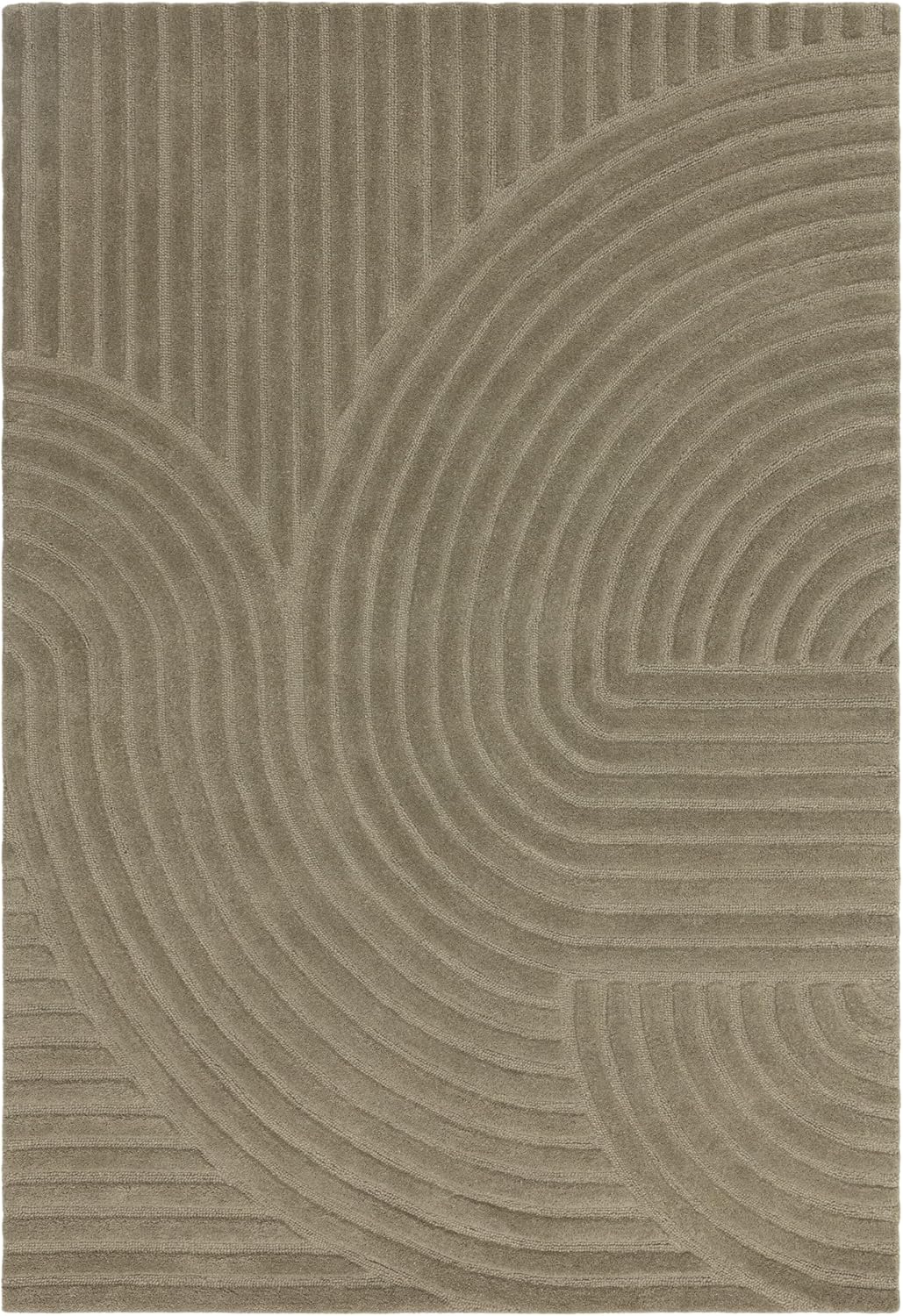 Hague Hand Made Wool Rug for Bedroom Dining Living Room Geometric Lines Tufted Modern Classic Soft Luxury Rug Sage Green
