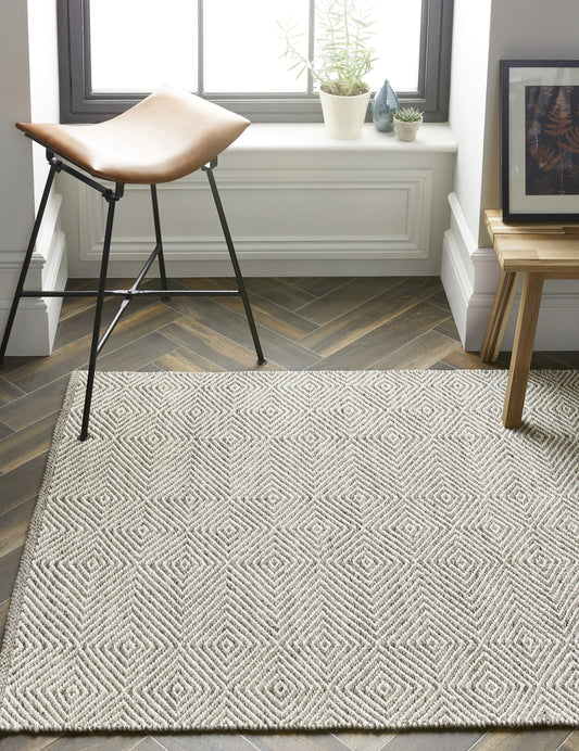 Flatweave Hand Woven Wool Rug for Living Room Dining Room Bedroom Kitchen Geometric Diamond Pattern Home Decor Area Rug