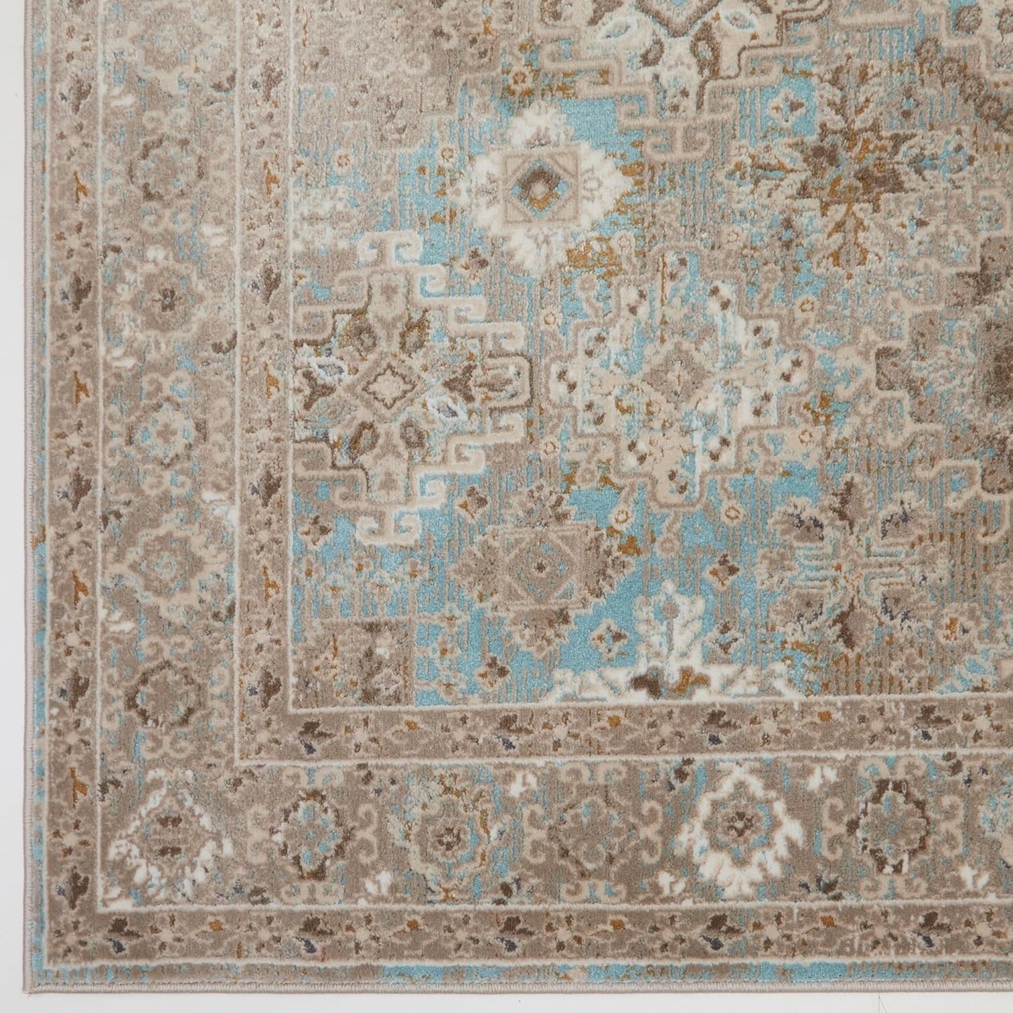 Läufer 550AG mit blauem Rand – traditioneller, rutschfester Vintage-Teppich (300 x 80 cm)