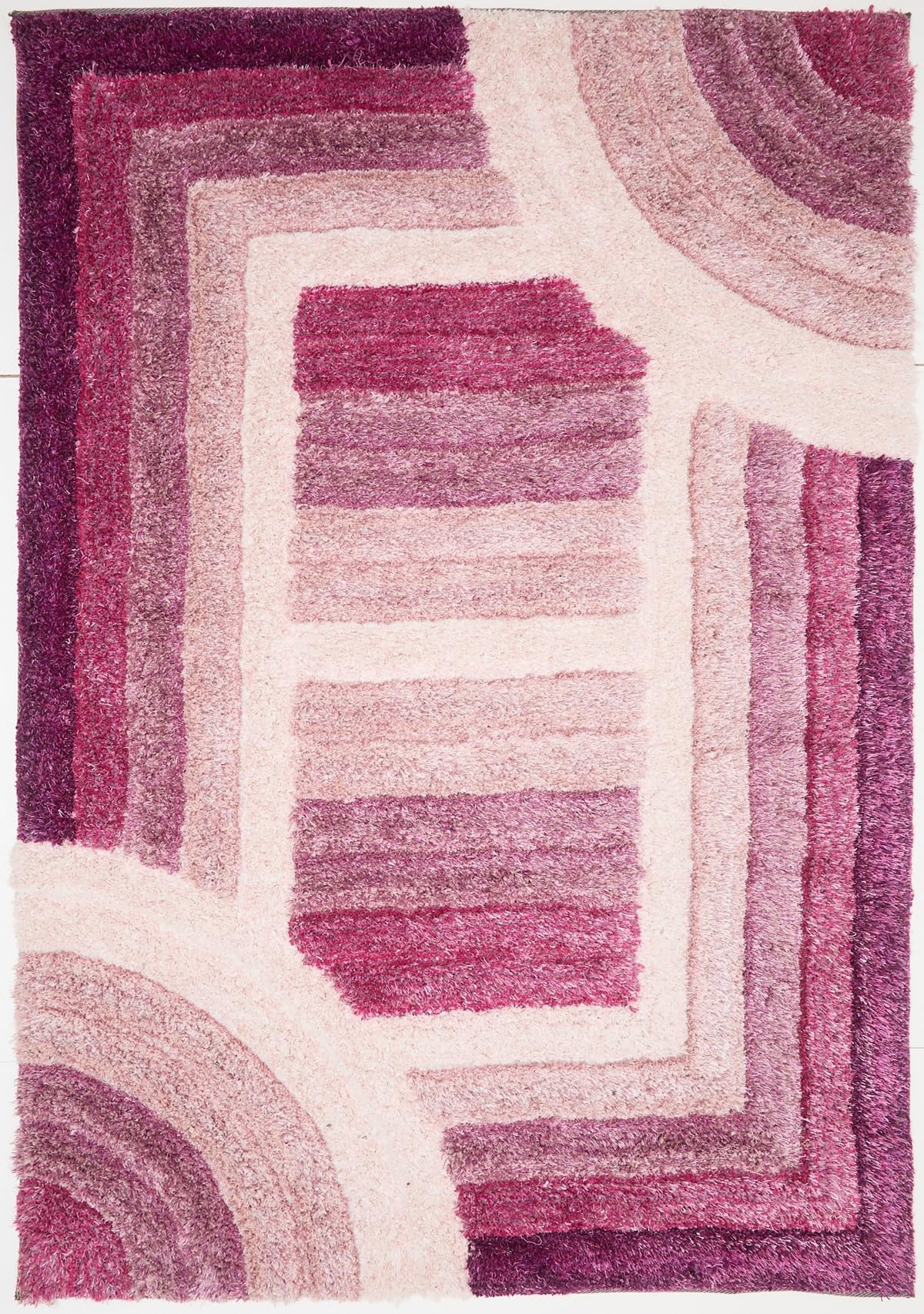 Shaggy-Teppich für Wohnzimmer, Schlafzimmer, Esszimmer, weicher Plüsch, flauschig, seidig, für den Boden, Gittermuster, 3D-Shaggy-Teppich in großer Größe, 160 x 230 cm (5'3" x 7'7")