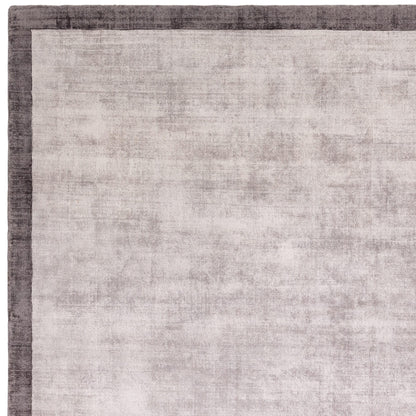 Blade Border Plain Viskose-Teppich – handgewebt, im Used-Look, hochglänzend, seidig weich, luxuriös