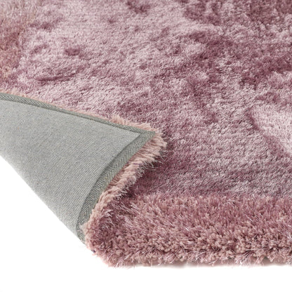 Shaggy-Teppich mit schimmernder Bordüre, handgetuftet, moderner Teppich, weich, glänzend, seidig, flauschig, Plüschteppich