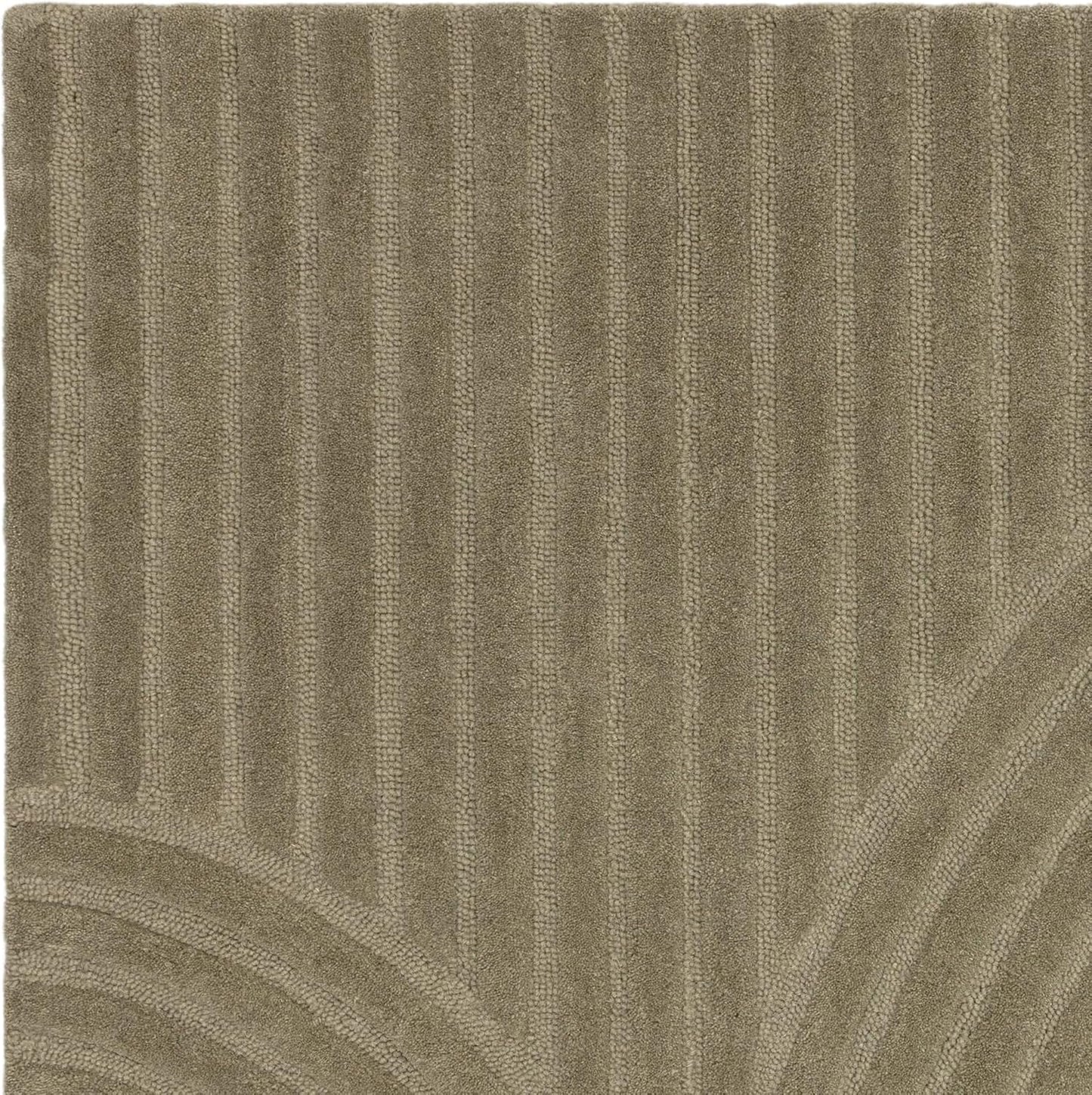 Hague Hand Made Wool Rug for Bedroom Dining Living Room Geometric Lines Tufted Modern Classic Soft Luxury Rug Sage Green