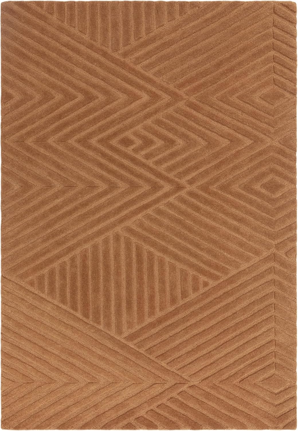 Hague Hand Made Wool Rug for Bedroom Dining Living Room Geometric Lines Tufted Modern Classic Soft Luxury Rug Desert Sand