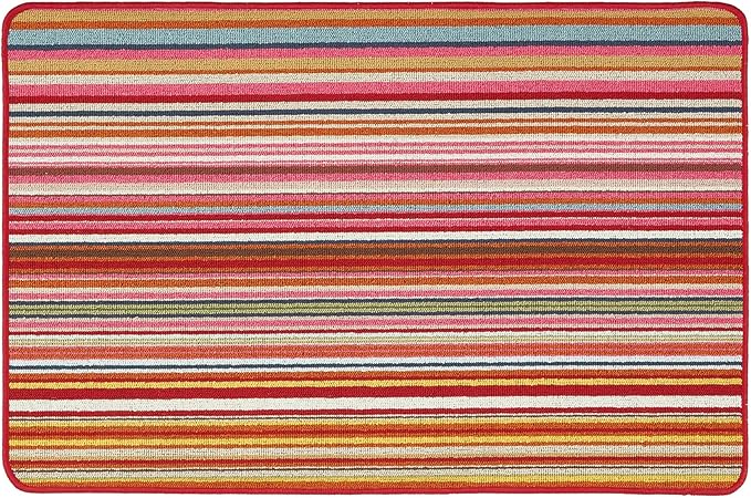 Waschbarer Läuferteppich, gestreift, mehrfarbig, hell – rutschfest, bunt, für Flur und Küche