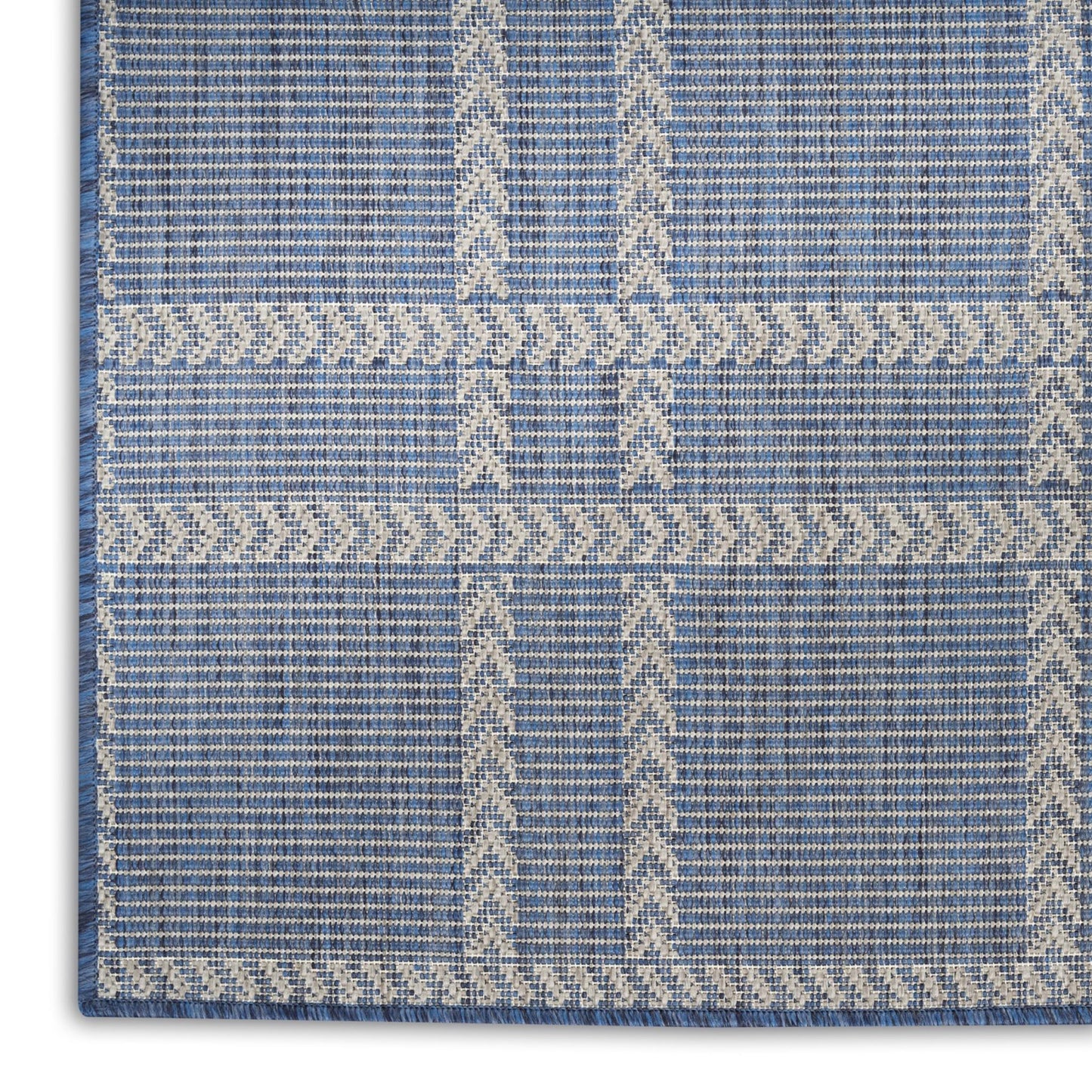 Horizon Grid HOZ04 Modern Geometric Patio Navy Blue Indoor & Outdoor Flatweave Rug