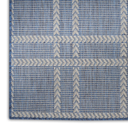 Horizon Grid HOZ04 Modern Geometric Patio Navy Blue Indoor & Outdoor Flatweave Rug