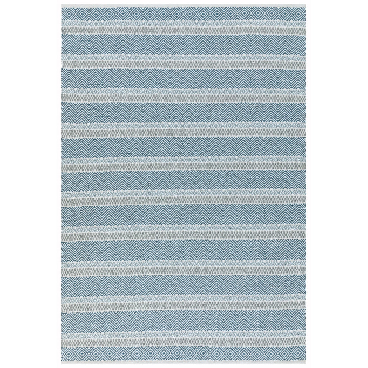 Boardwalk Reversible Eco-Friendly Blue Multi Striped Indoor & Outdoor Area Rug