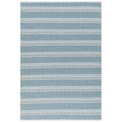 Boardwalk Reversible Eco-Friendly Blue Multi Striped Indoor & Outdoor Area Rug