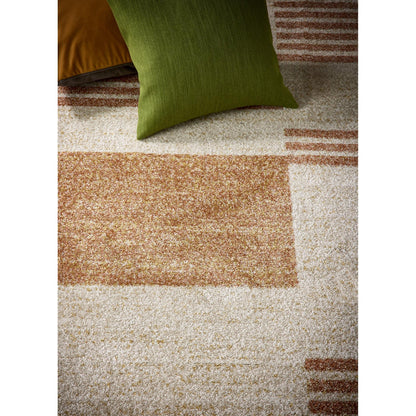 Geometric Blocks Terracotta Rug for Living Room Bedroom Kitchen Non-Shedding Soft Tribal Nomad Rust Beige Area Rug