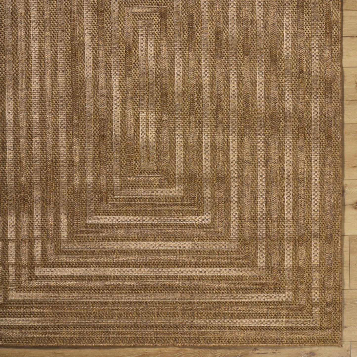 Pismo Beach PMB2305 Modern Geometric Brown Bordered Indoor & Outdoor Flatweave Rug