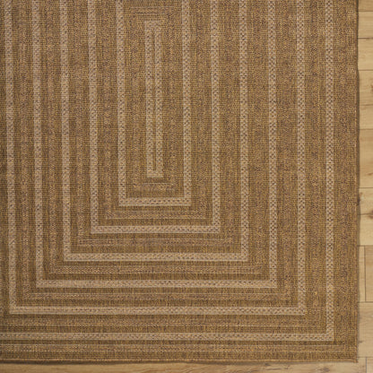 Pismo Beach PMB2305 Modern Geometric Brown Bordered Indoor & Outdoor Flatweave Rug