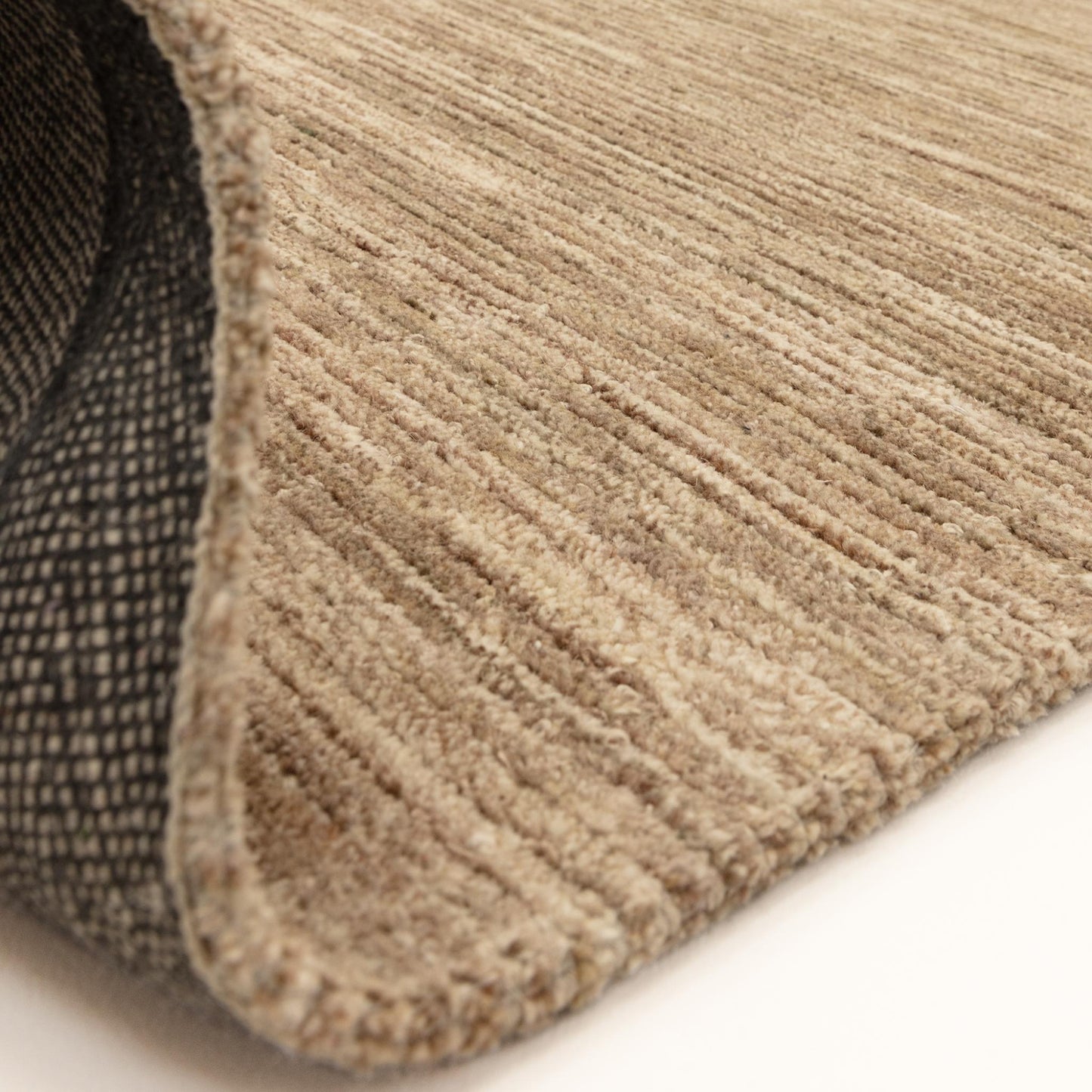 Hazy Honey Beige Natural Handwoven Rug – Soft Wool Blend Textured Striped Carpet for Modern Interiors