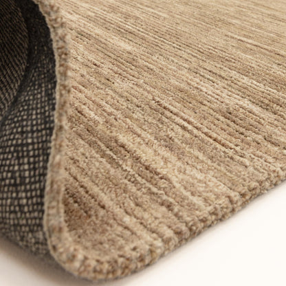 Hazy Honey Beige Natural Handwoven Rug – Soft Wool Blend Textured Striped Carpet for Modern Interiors