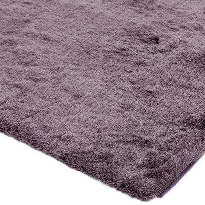 Whisper Shaggy Rug Silky Shiny Soft High Pile Plush Rug in Heather Purple – Luxurious Softness & Radiant Shine