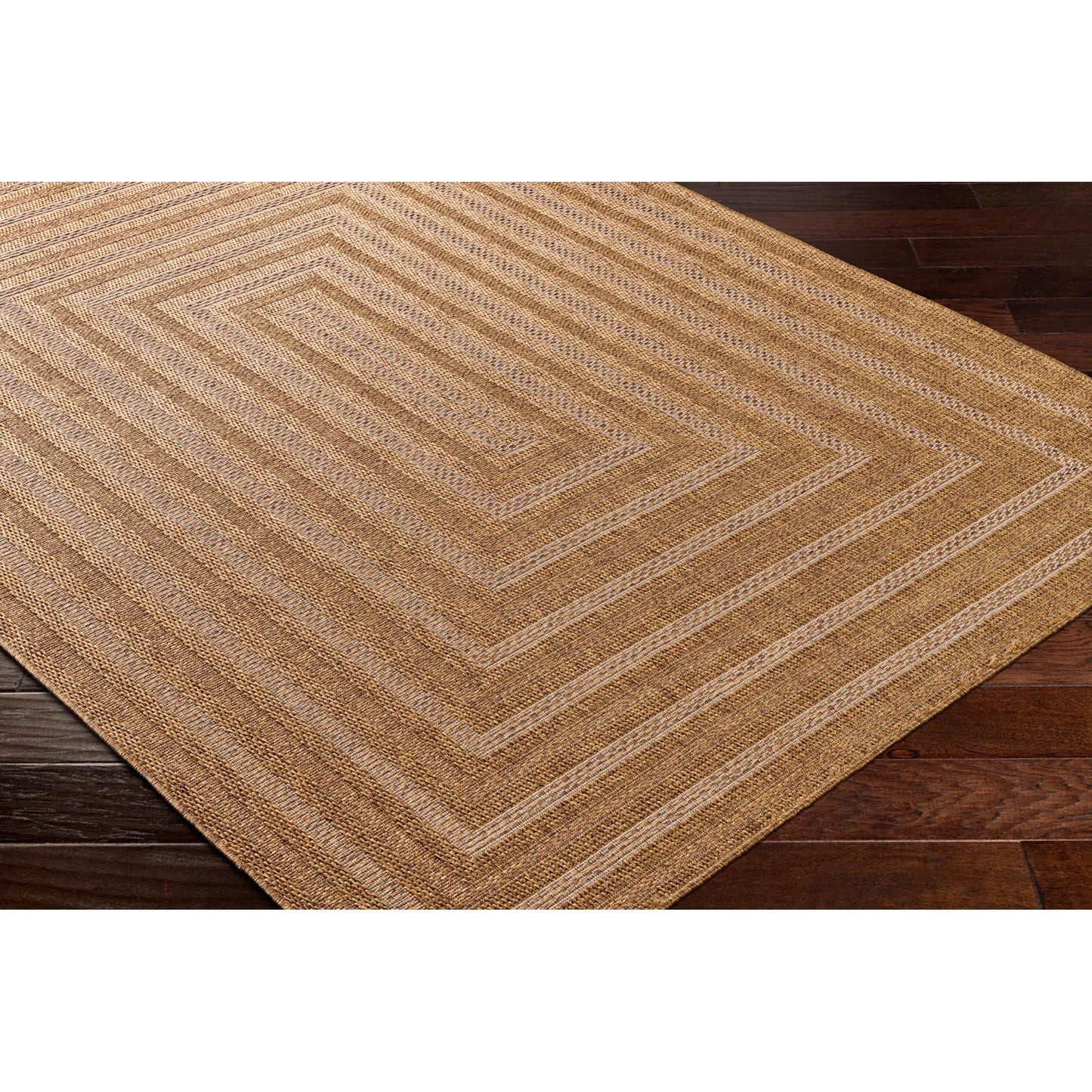 Pismo Beach PMB2305 Modern Geometric Brown Bordered Indoor & Outdoor Flatweave Rug