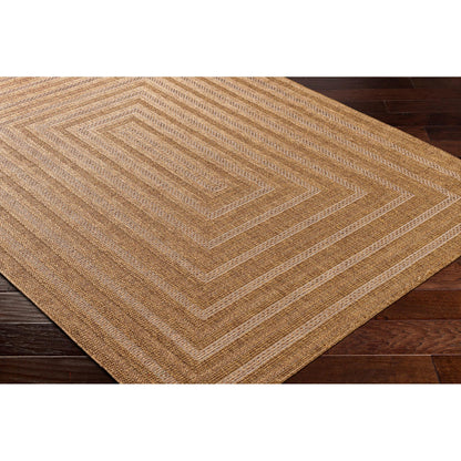 Pismo Beach PMB2305 Modern Geometric Brown Bordered Indoor & Outdoor Flatweave Rug