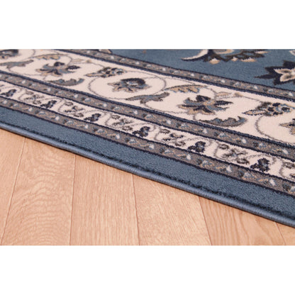 Sherborne Blauer Teppich, traditioneller klassischer orientalischer Schlafzimmer-/Wohnzimmerteppich 