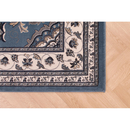 Sherborne Blauer Teppich, traditioneller klassischer orientalischer Schlafzimmer-/Wohnzimmerteppich 