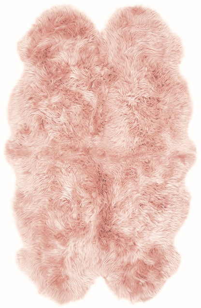 Genuine Sheepskin Animal Fur Soft Wool Shaggy Adobe Rose Pink Rug