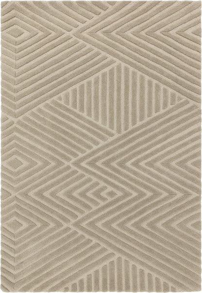 Hague Hand Made Wool Rug for Bedroom Dining Living Room Geometric Lines Tufted Modern Classic Soft Luxury Rug Taupe
