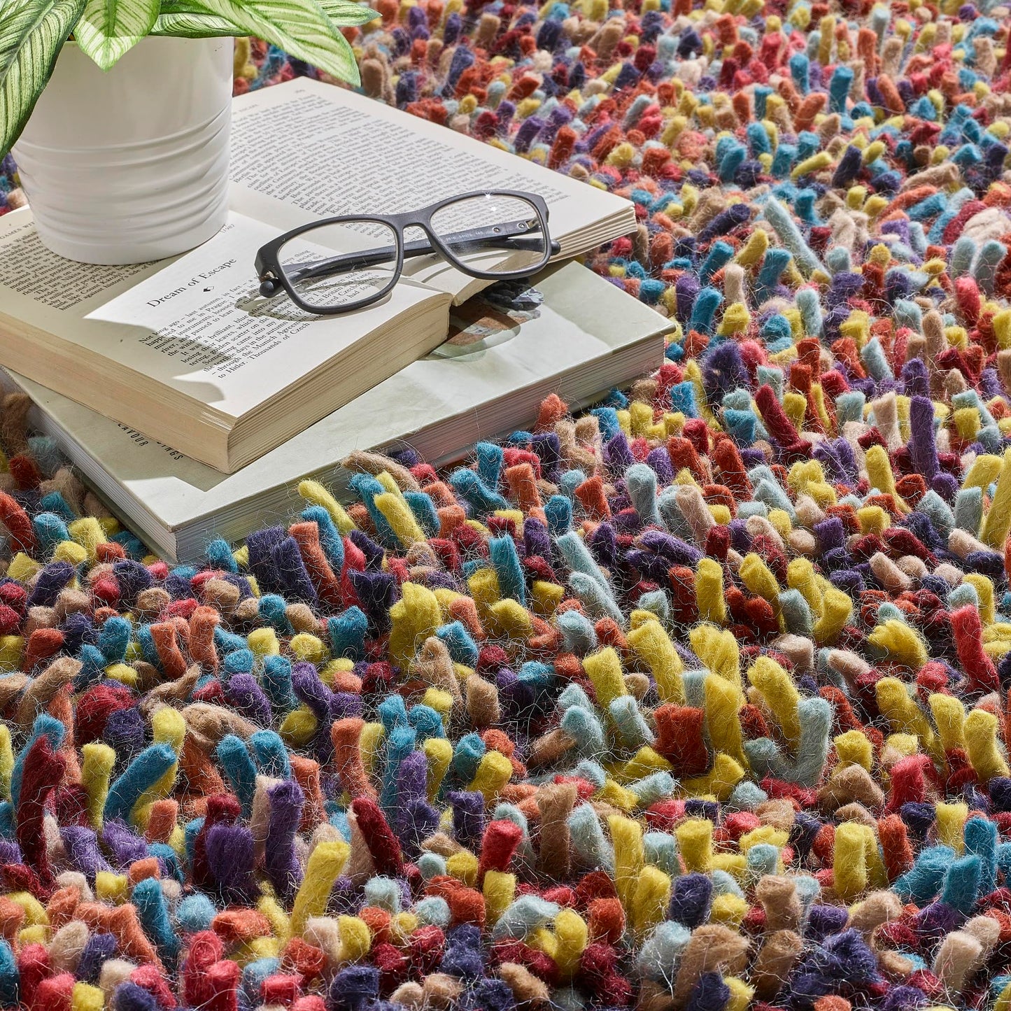Origins Rocks Thick Tubular Pile Shaggy Rug Living Room Bedroom Hand Woven Soft Fluffy Luxurious Wool Area Rug