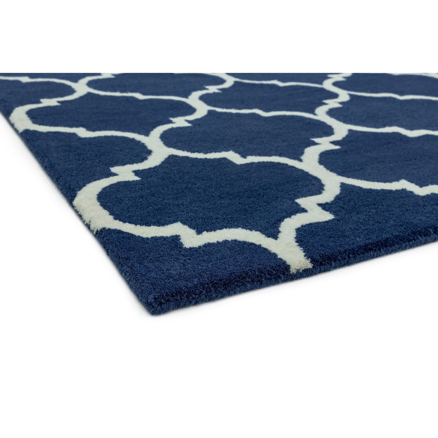 Albany Ogee, traditioneller marokkanischer Teppich mit Gittermuster, handgetuftet, blau, extragroß, 200 x 290 cm (6'7''x9'6'')