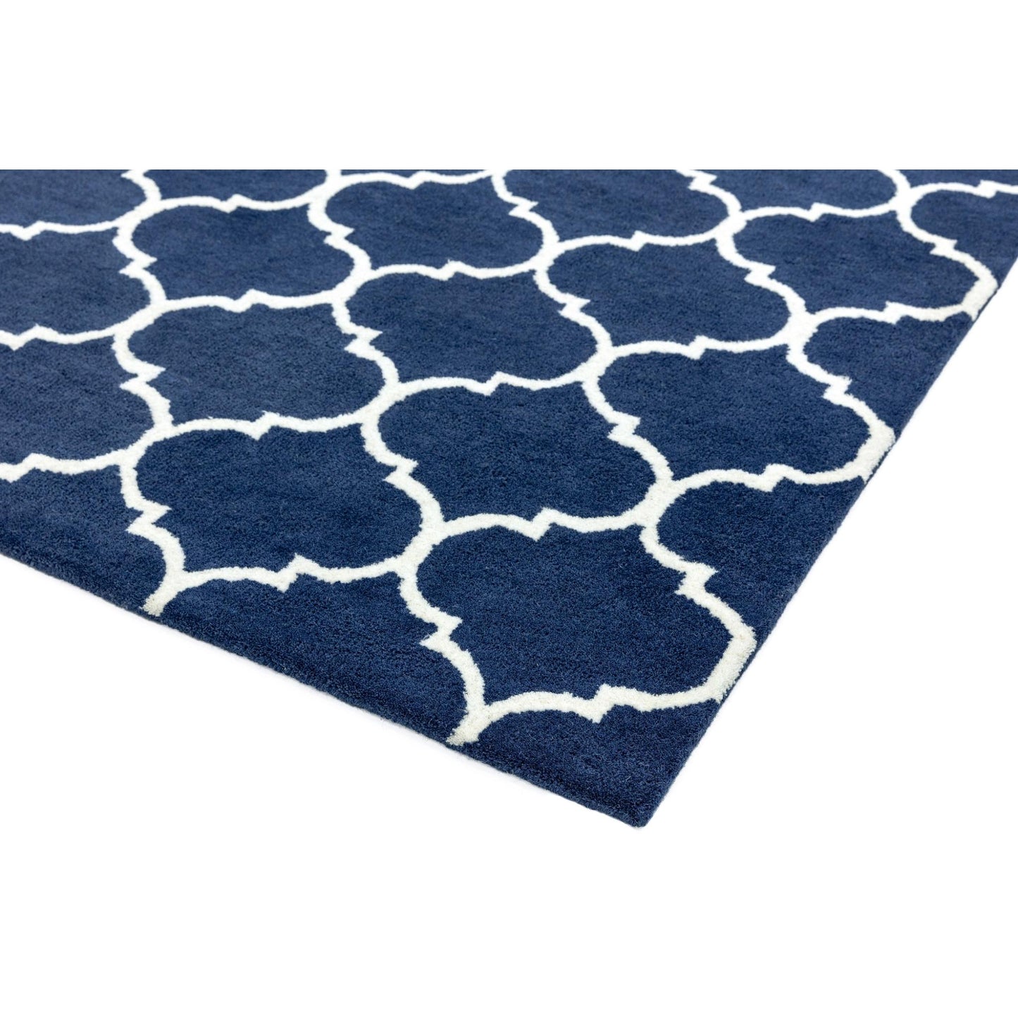 Albany Ogee, traditioneller marokkanischer Teppich mit Gittermuster, handgetuftet, blau, extragroß, 200 x 290 cm (6'7''x9'6'')